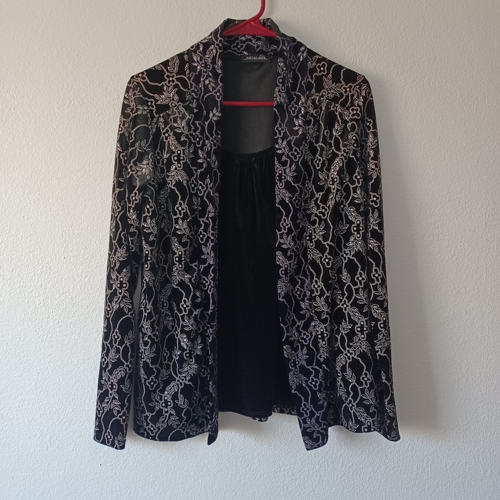 Notations glitter blazer with top